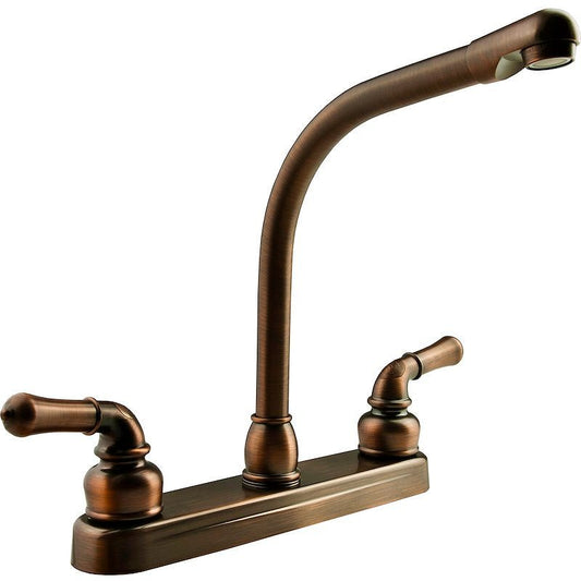 Dura Faucet (DF - PK210C - ORB) Hi - Rise RV Kitchen Faucet with Classical Levers (Oil Rubbed Bronze) - Imex RV And Auto Parts