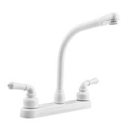 Dura Faucet (DF - PK210C - WT) Hi - Rise RV Kitchen Faucet with Classical Levers (White) - Imex RV And Auto Parts