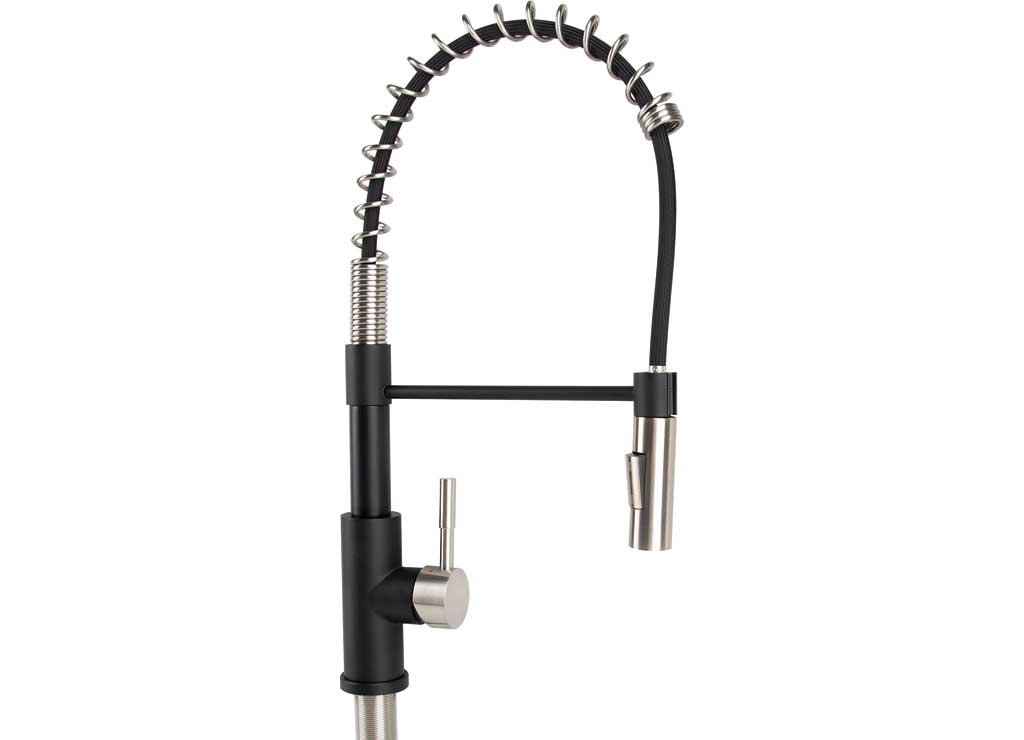 Dura Faucet DFTDF - MK504SLK - MBSN Streamline Coil Pulldown RV Kitchen Faucet in Matte Black and Nickel - Imex RV And Auto Parts
