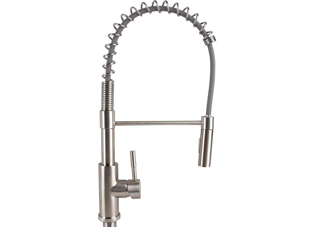 Dura Faucet DFTDF - MK504SLK - SN Streamline Coil Pulldown RV Kitchen Faucet in Brushed Satin Nickel - Imex RV And Auto Parts