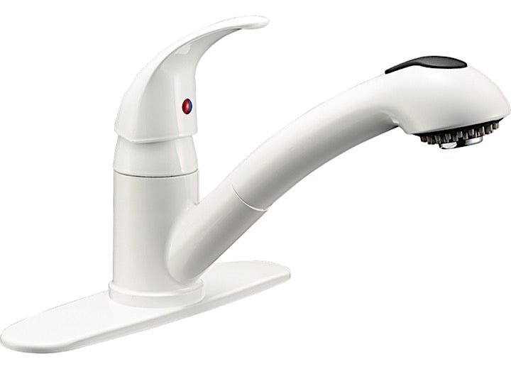 Dura Faucet DFTDF - NMK852 - WT Designer Pullout RV Kitchen Faucet in White - Imex RV And Auto Parts