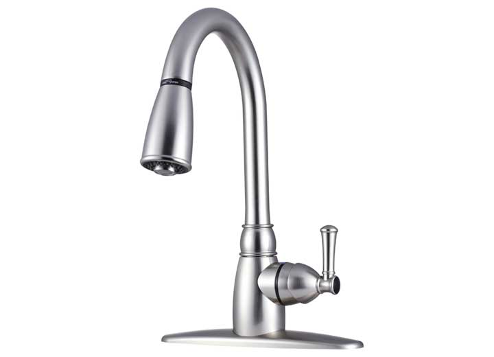 Dura Faucet DFTDF - PK160 - SN Nonmetallic Pulldown RV Kitchen Faucet in Brushed Satin Nickel - Imex RV And Auto Parts
