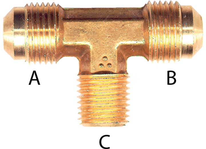Fairview Ltd. Brass Tee 3/8 Inch Tube x 3/8 Inch Male Pipe FTD45 - 6C - Imex RV And Auto Parts