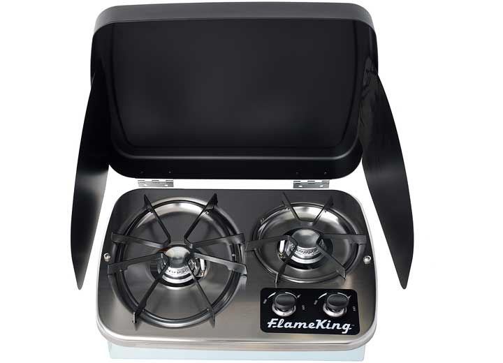 Flame King 2 Burner Built-In RV Trailer Stove w/Wind Shield - YSNHT600 - Imex RV And Auto Parts