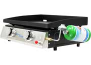 Flame King 2-Burner Propane Tabletop, Heavy Duty Flat Top Cast Iron Griddle Grill Station - YSNFM-HT-120DB - Imex RV And Auto Parts