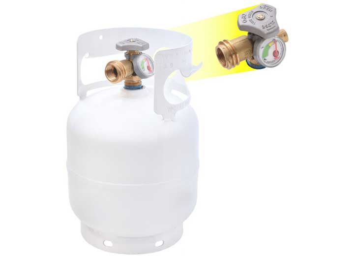 Flame King 5lb Refillable Steel Propane Tank Cylinder w/OPD Valve and Built-In Gauge - YSN5LB-GAUGE - Imex RV And Auto Parts