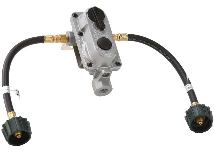 Flame King Auto Regulator w/Pls Cover & L Mount Bracket & 2-12" Pigtails - KT12ACR6 - Imex RV And Auto Parts