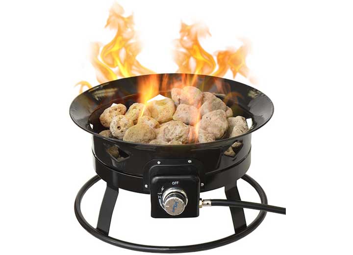 Flame King Outdoor Portable Propane Gas 19" Fire Pit Bowl w/ Self Igniter Cover Carry Straps - Imex RV And Auto Parts