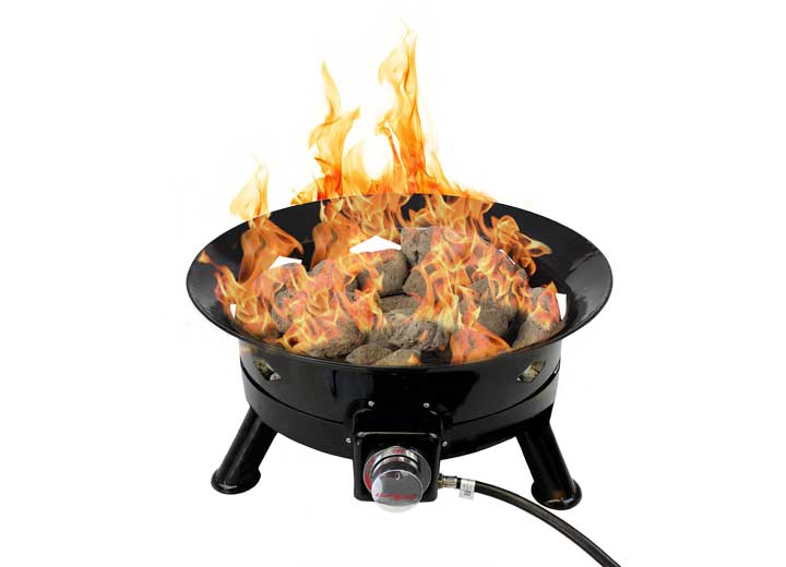 Flame King Outdoor Portable Propane Gas 24" Fire Pit Bowl with Self Igniter Cover Carry Straps - Imex RV And Auto Parts