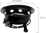 Flame King Outdoor Portable Propane Gas 24" Fire Pit Bowl with Self Igniter Cover Carry Straps - Imex RV And Auto Parts