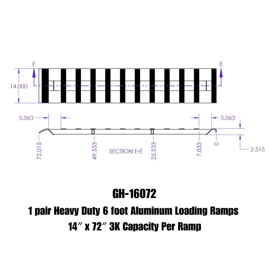 GEN-Y Hitch Aluminum Ramp GH-16072 – Heavy-Duty Silver Aluminum Loading Ramp for Versatile Use - Imex RV And Auto Parts