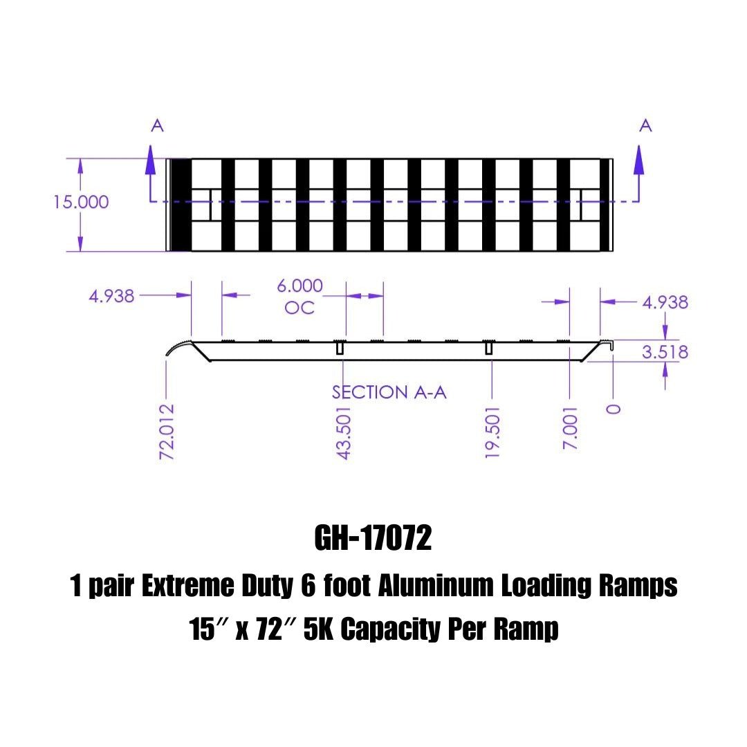 GEN-Y Hitch Aluminum Ramp GH-17072 - Heavy-Duty Silver Aluminum Loading Ramp for Trailers and Vehicles - Imex RV And Auto Parts