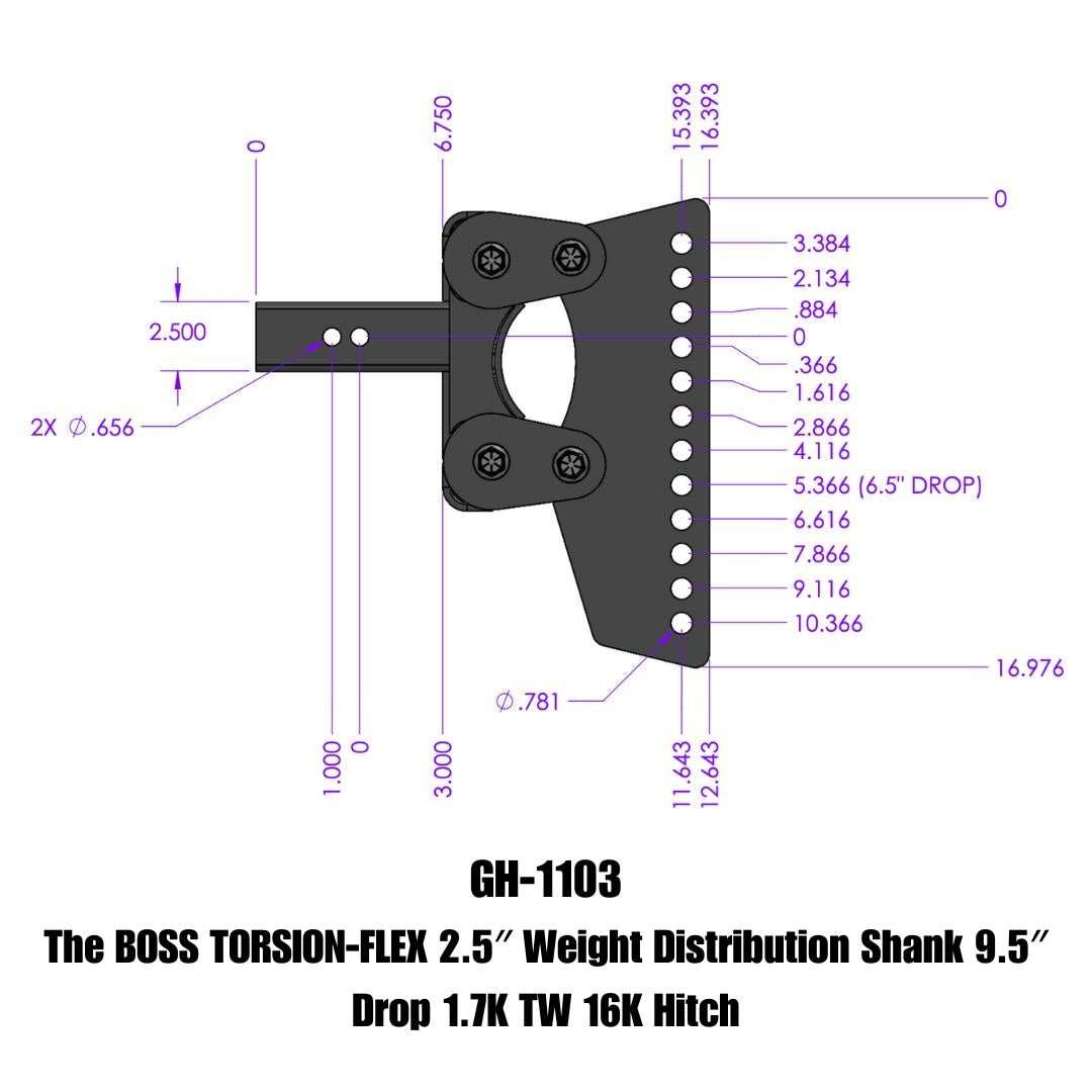 GEN-Y Hitch GH-1103 Weight Distribution Shank with Torsion-Flex Drop Hitch for Heavy-Duty Towing - Imex RV And Auto Parts