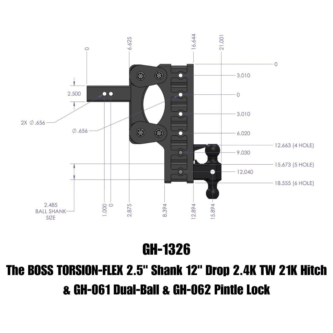 GEN-Y Hitch GH-1326 Drop Hitch with 12-Inch Drop and 21,000 LB Towing Capacity - Imex RV And Auto Parts