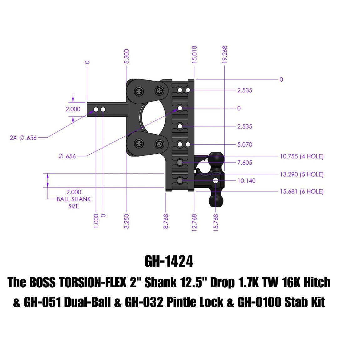 GEN-Y Hitch GH-1424 Drop Hitch – Adjustable Towing Solution with 12.5-Inch Drop, 16,000 LB Capacity - Imex RV And Auto Parts