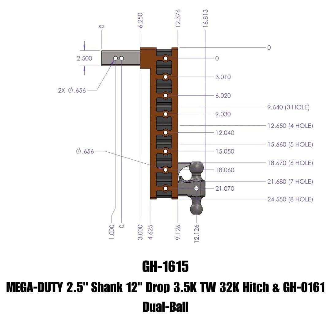 GEN-Y Hitch GH-1615 Mega-Duty Adjustable Drop Hitch for Heavy-Duty Towing - Imex RV And Auto Parts