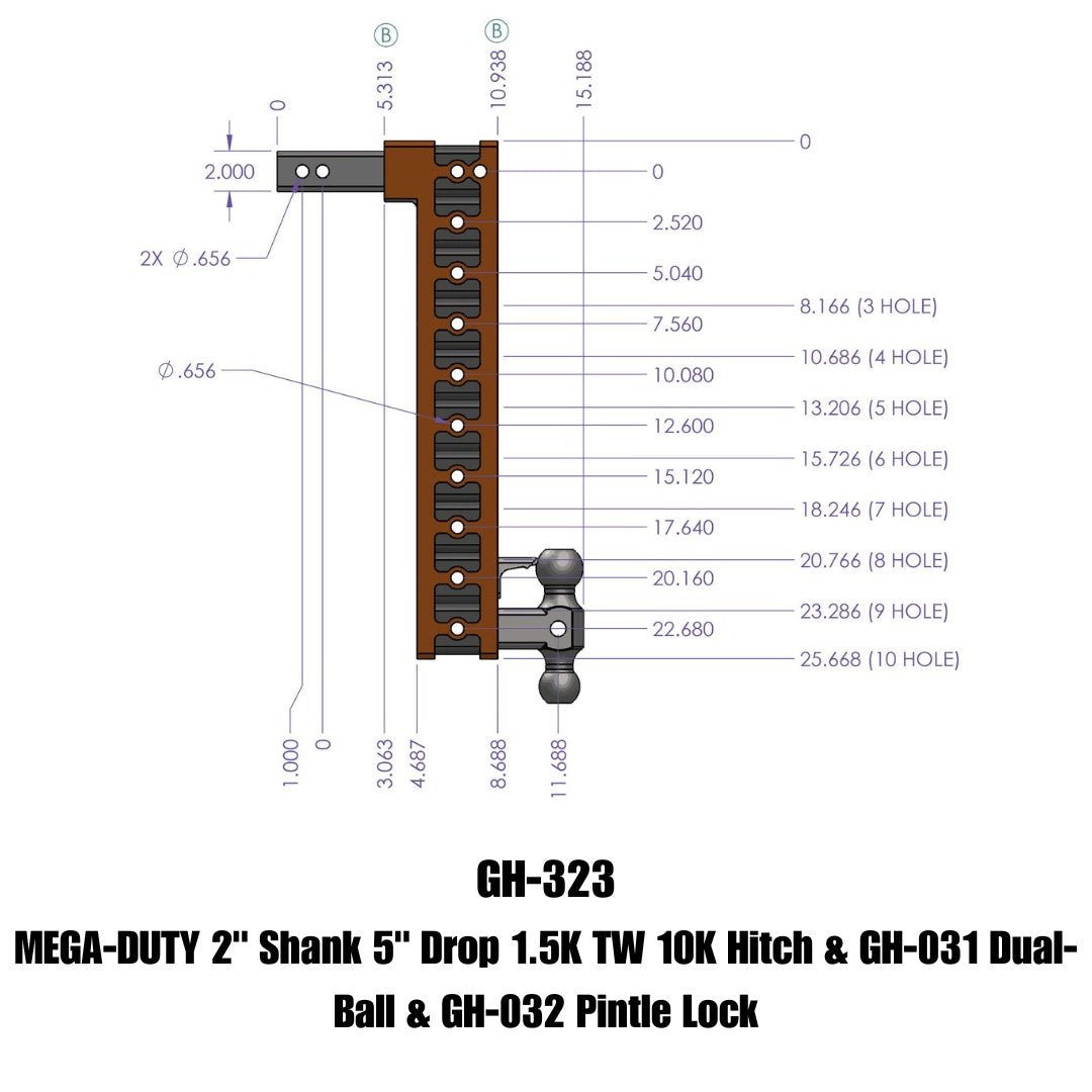 GEN-Y Hitch GH-323 Mega-Duty Adjustable Drop Hitch for Heavy-Duty Towing - Imex RV And Auto Parts