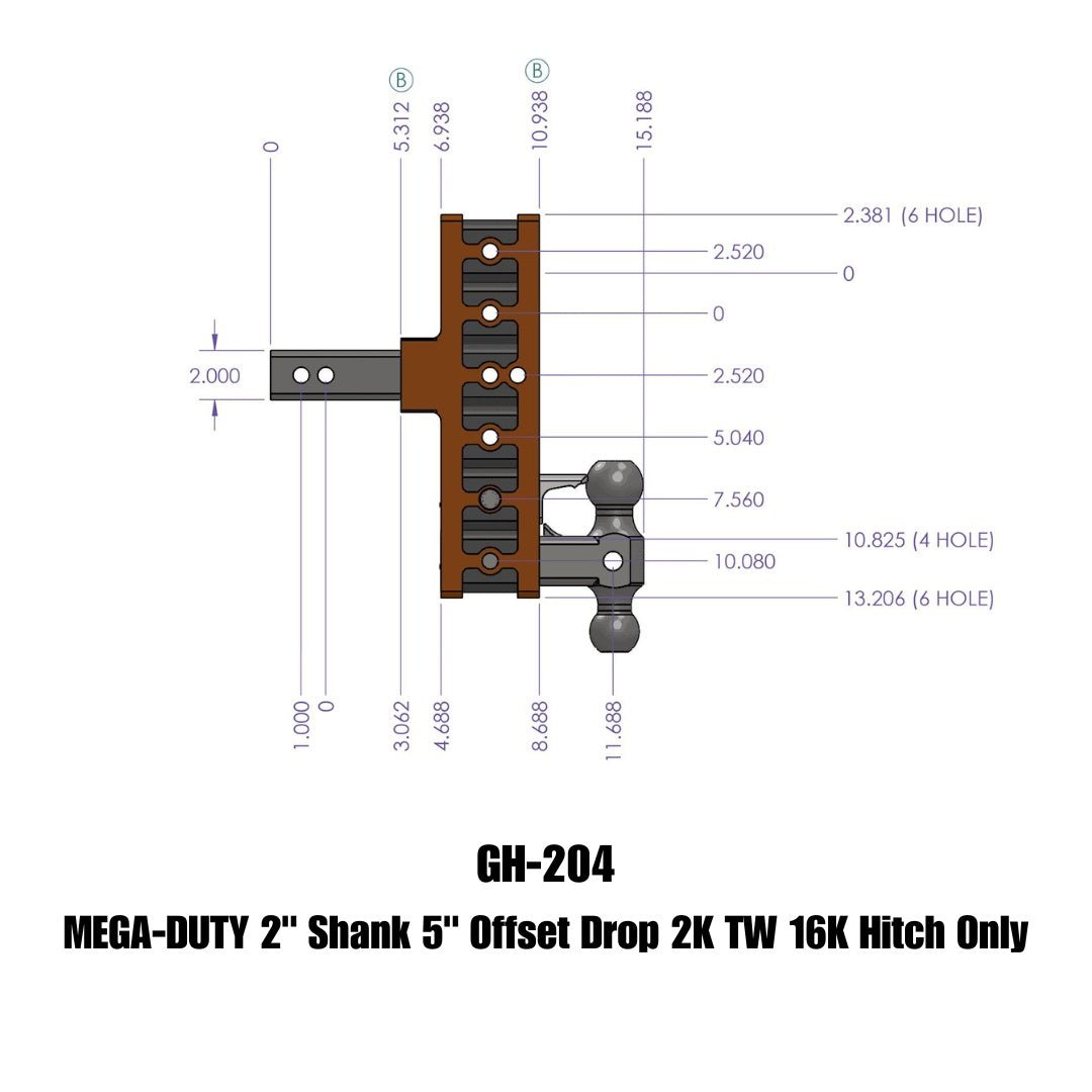 GEN-Y Hitch Mega-Duty Adjustable Drop Hitch GH-204 for Heavy Towing, 10,000 to 32,000 LB Capacity - Imex RV And Auto Parts
