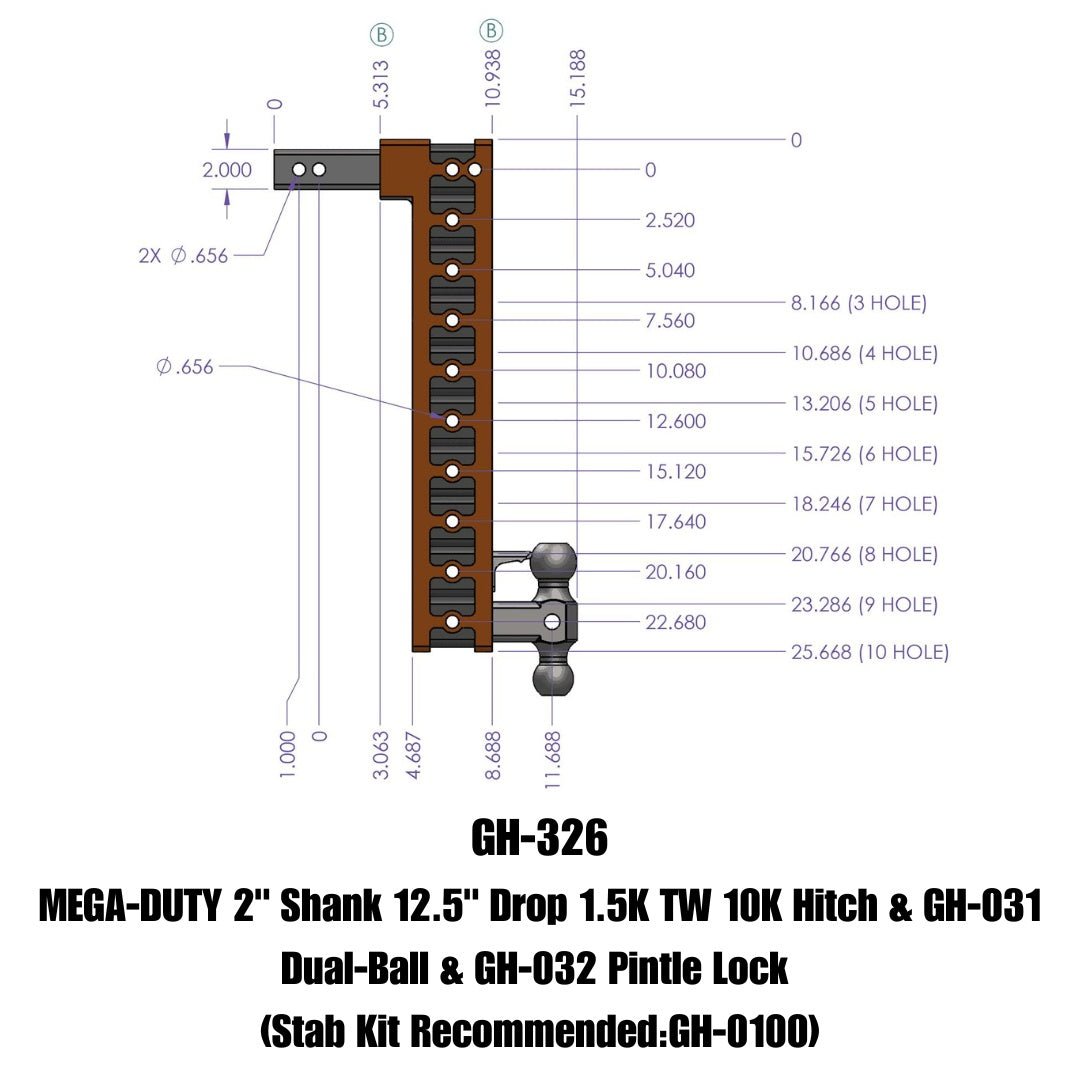 GEN-Y Hitch Mega-Duty Adjustable Drop Hitch GH-326 for Heavy-Duty Towing - Imex RV And Auto Parts