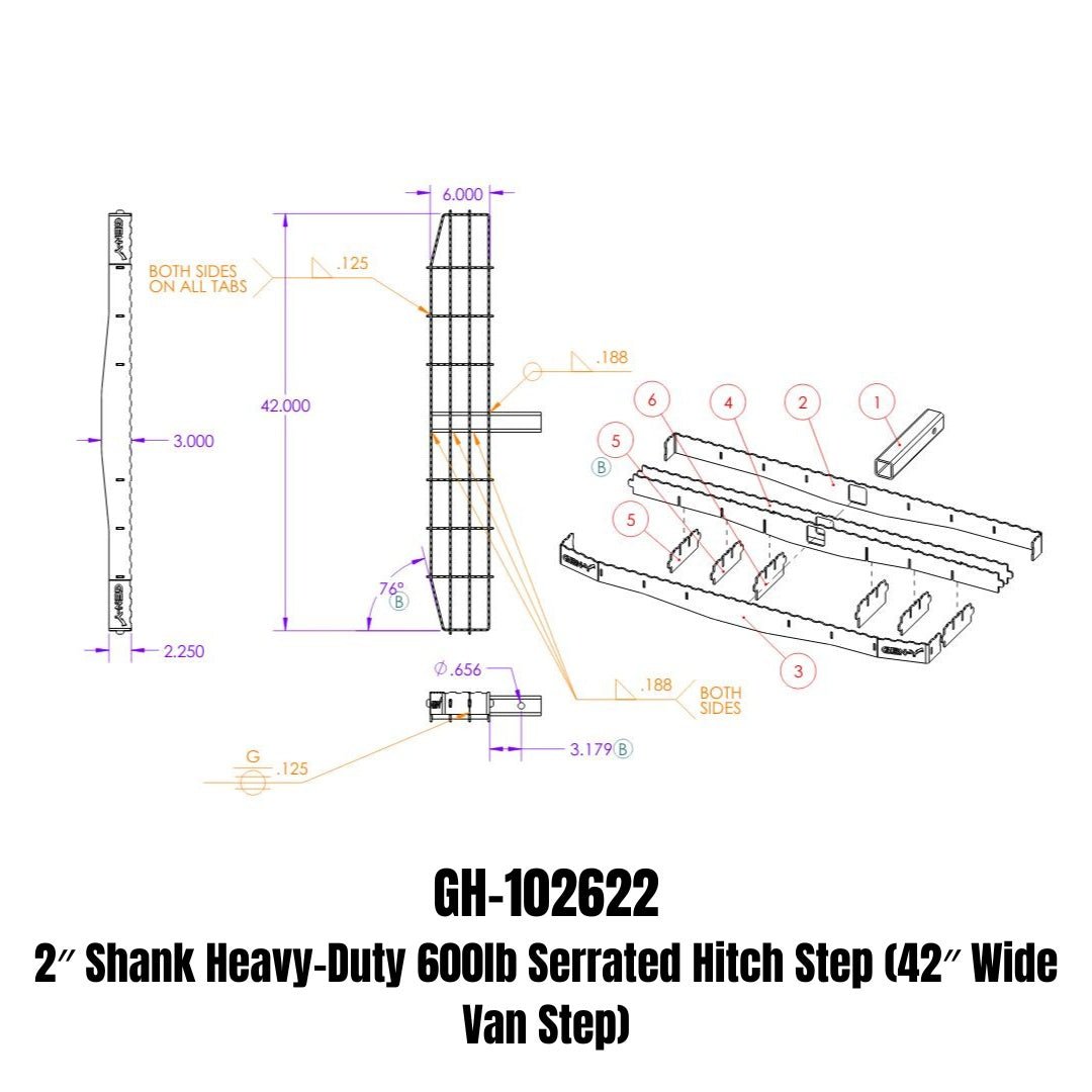 GEN-Y Hitch PHANTOM XL Steel Hitch Step with Serrated No Slip Surface, 2-Inch Shank - Imex RV And Auto Parts