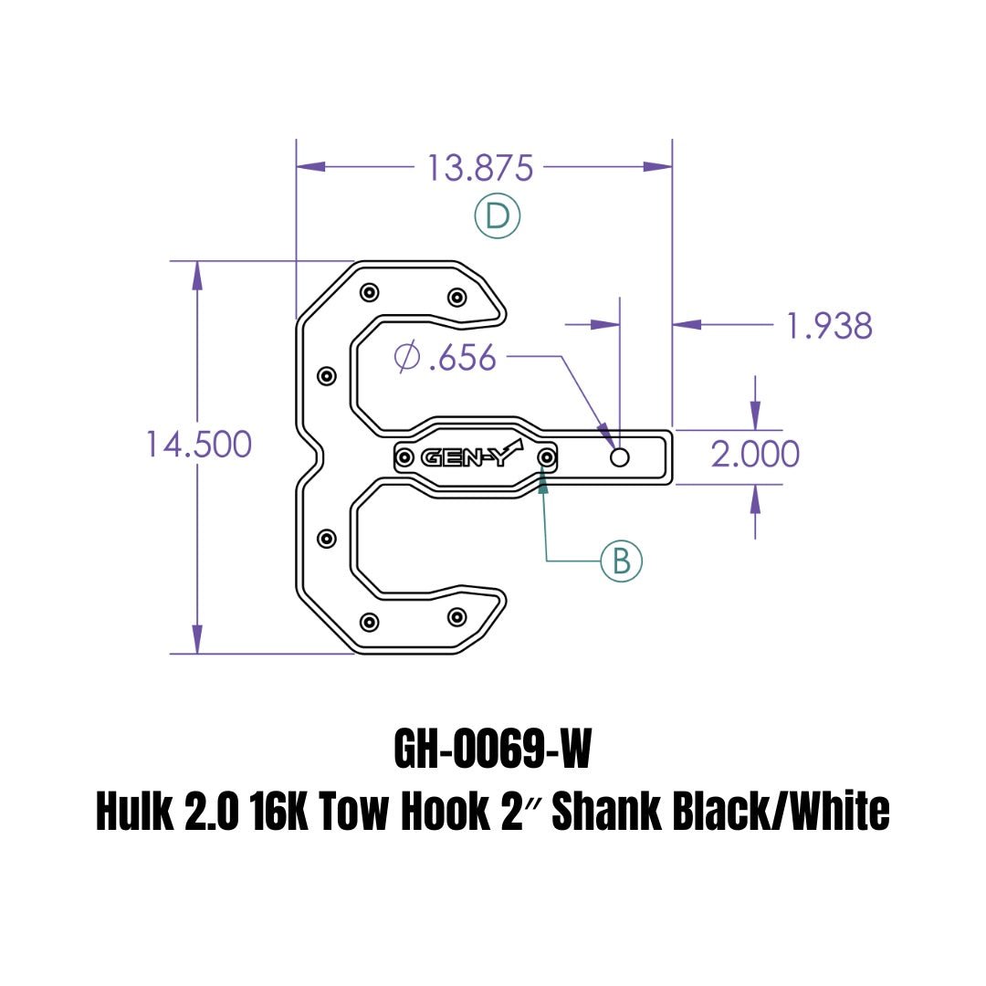 GEN-Y Hitch The Hulk Tow Hook GH-0069-W – Heavy-Duty Steel Towing Accessory - Imex RV And Auto Parts
