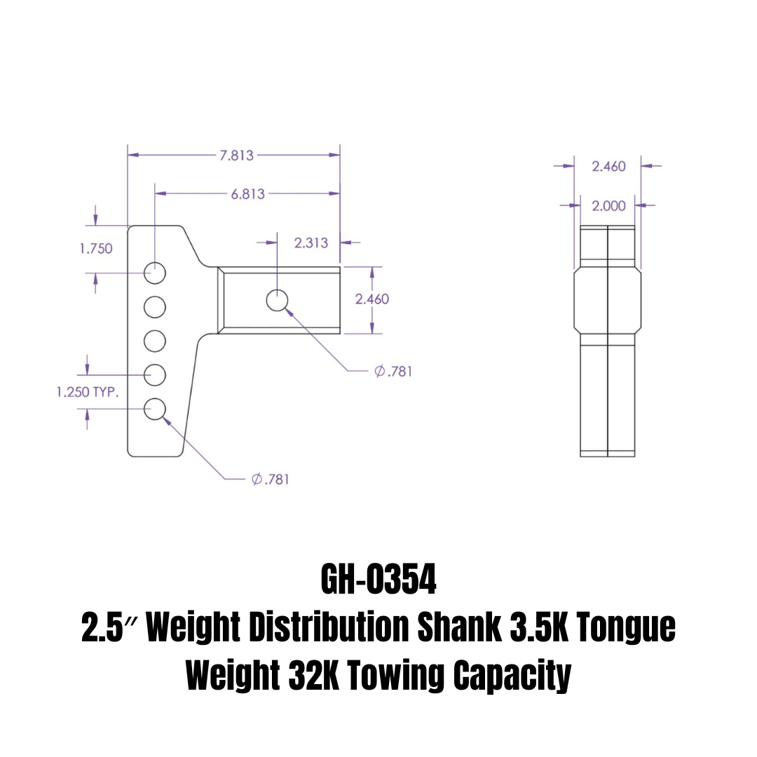 GEN-Y Hitch Weight Distribution Shank GH-0354 for Heavy-Duty Towing and Load Balancing - Imex RV And Auto Parts