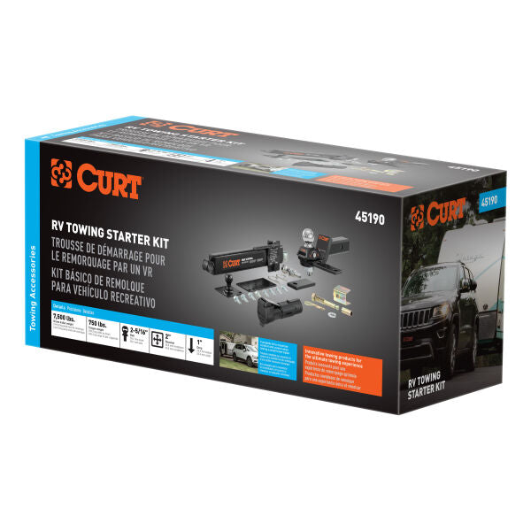 Curt 45190 RV Towing Starter Kit (Cushion Hitch, Sway Control, Echo Brake Controller)