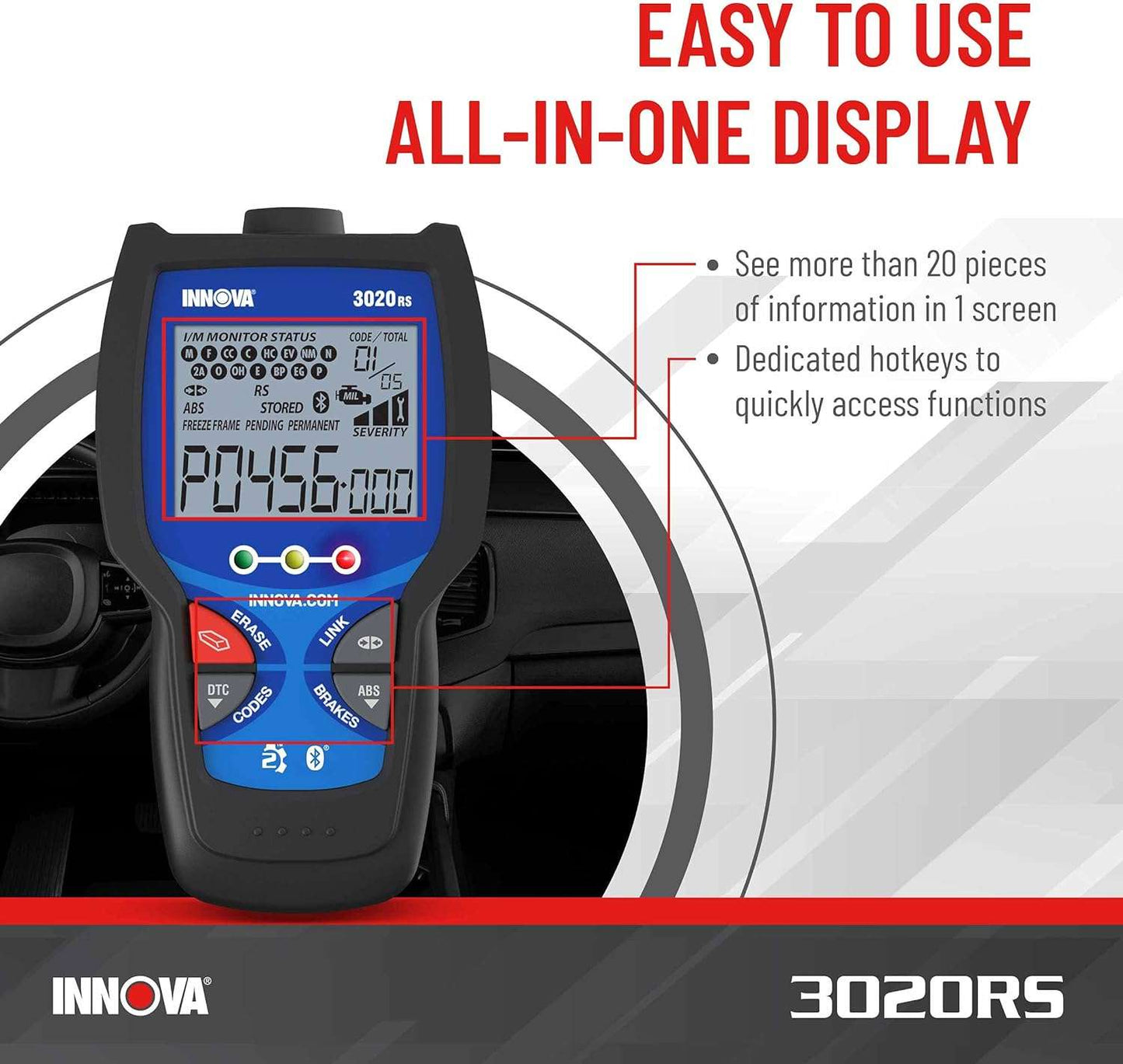INNOVA 3020RS Fast & Easy - to - Use Check Engine Code Reader, OBD2 Scan Tool - Imex RV And Auto Parts