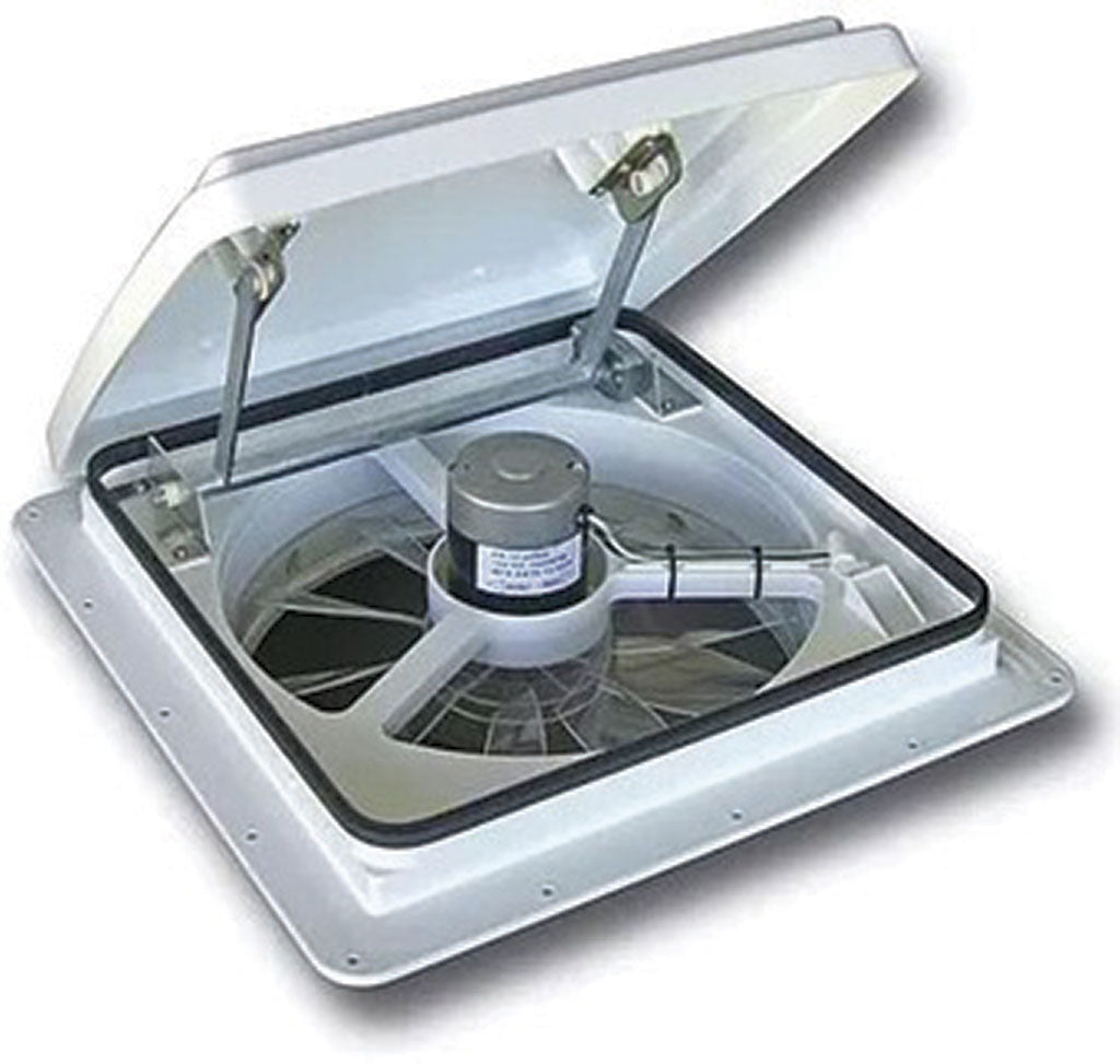 Maxxair 00B04301K Four - Speed Roof Vent Fan with Manual Lift in White - Imex RV And Auto Parts