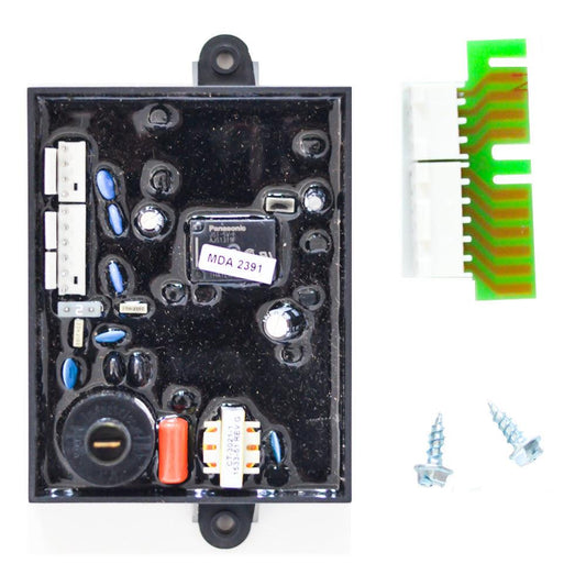 MC Enterprise 91365 black ignition control board featuring high-voltage spark wire output and multi-pin wiring harness connector.