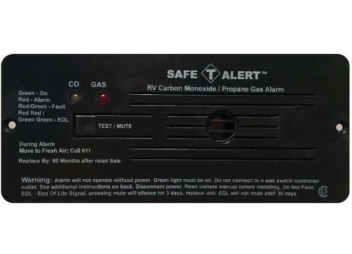 MTI Industries Combination Carbon Monoxide and Propane Alarm - Black Flush Mount, 12V DC Hardwired (Part Number 35 - 742 - BL) - Imex RV And Auto Parts