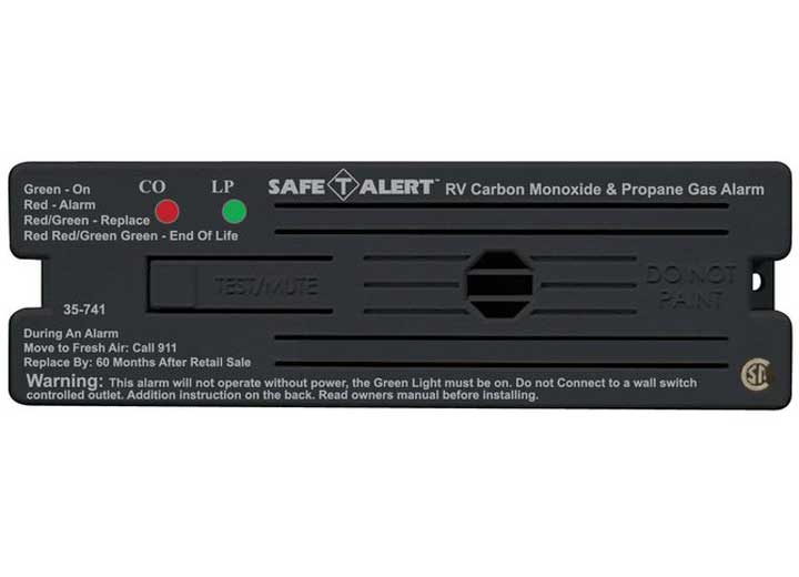 MTI Industries Combination Carbon Monoxide and Propane Alarm, Black Surface Mount, 12V DC Hardwire - Model 35 - 741 - BL - Imex RV And Auto Parts
