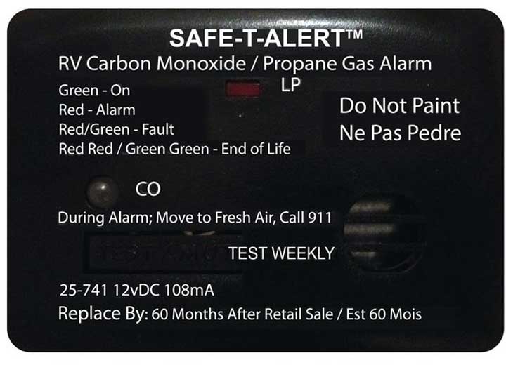 MTI Industries Combination Carbon Monoxide and Propane Alarm - Mini Black Surface Mount, 12V DC Hardwired (Part Number 25 - 741 - BL) - Imex RV And Auto Parts
