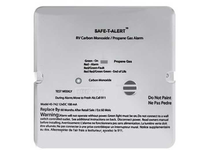 MTI Industries Combination Carbon Monoxide and Propane Alarm - White Flush Mount, 12V DC Hardwired, Model 45 - 742 - WT - Imex RV And Auto Parts