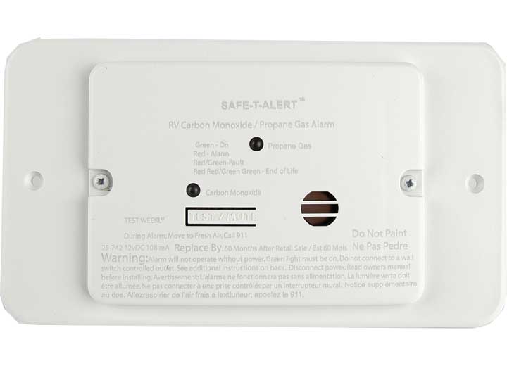 MTI Industries Combination Carbon Monoxide & Propane Alarm - White Flush Mount, 12V DC Hardwired Model 25 - 742 - WT - TR - Imex RV And Auto Parts