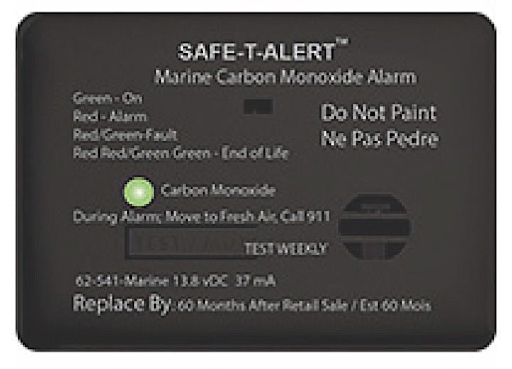 MTI Industries Marine Carbon Monoxide Alarm Blk Surface Mount 12V DC Hard Wire - 62 - 541 - BL - MARINE - Imex RV And Auto Parts