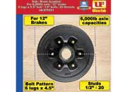 Ultra Fab Products Inc Hub and Drum Assembly for 6000 lb Capacity, 6 x 5.5 Inch with 20 12-Inch Brakes - Imex RV And Auto Parts