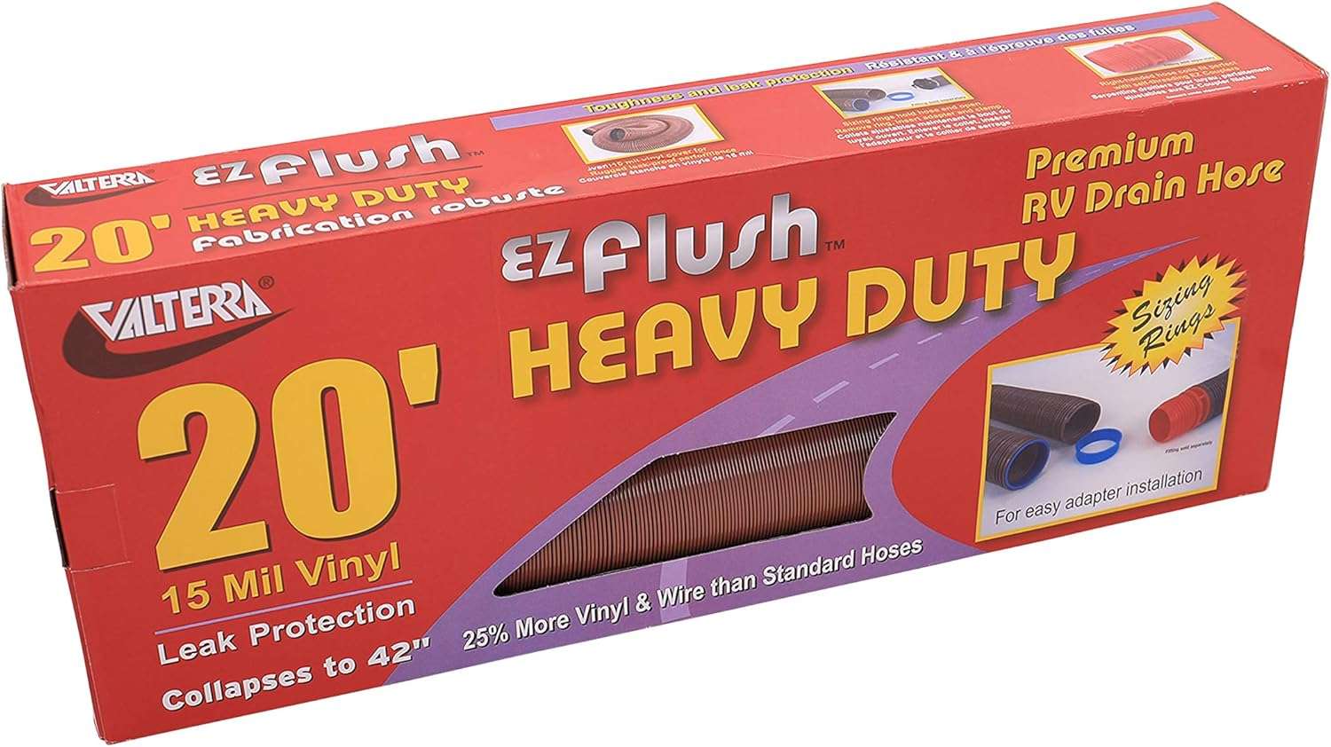 Valterra D04 - 0040 EZ Flush 20' Bronze Heavy Duty Drain Hose - Imex RV And Auto Parts