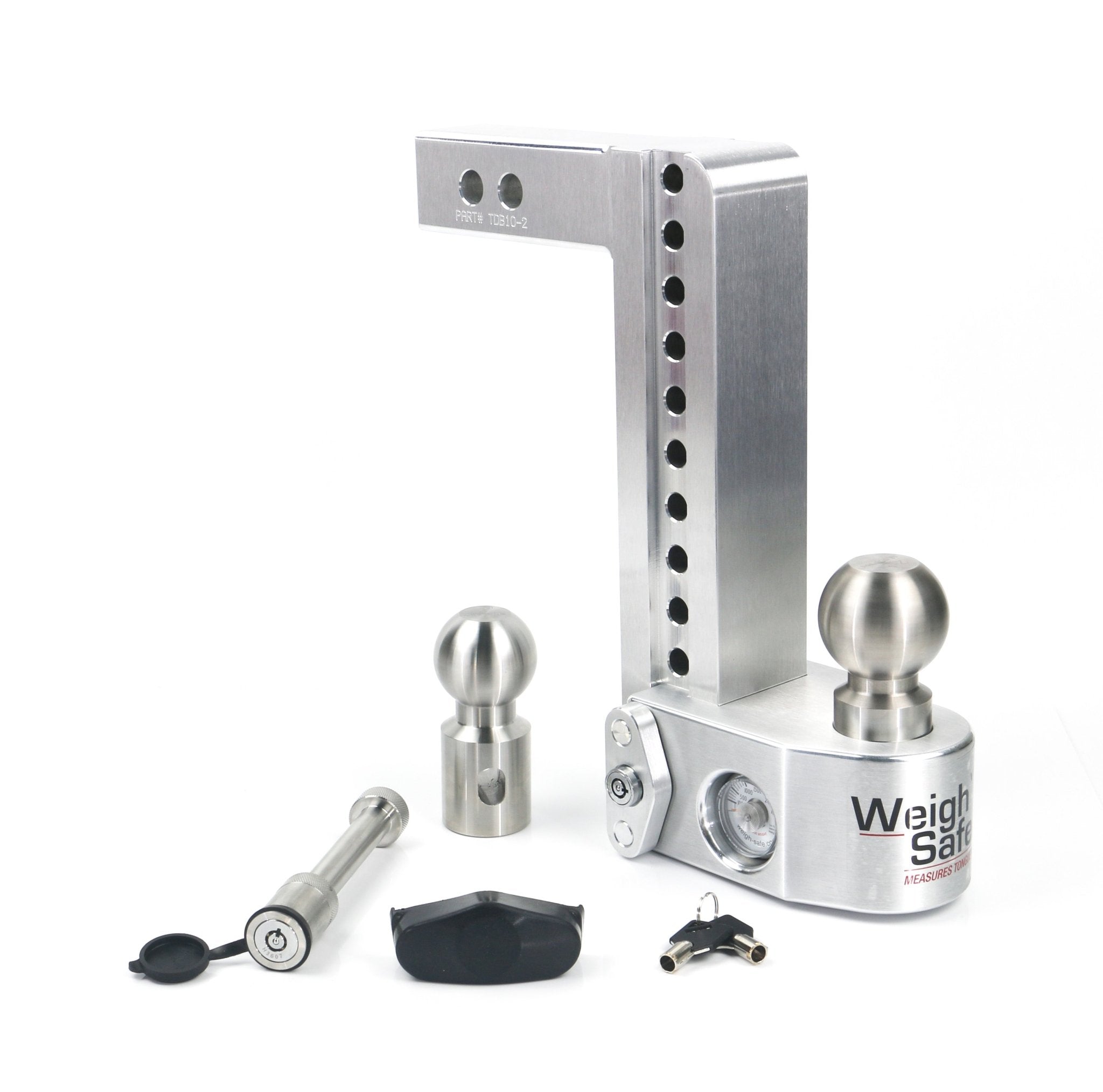 Weigh Safe 10" Drop Hitch with 2-Inch Shank and Built-In Scale – Aluminum Adjustable Ball Mount - Imex RV And Auto Parts