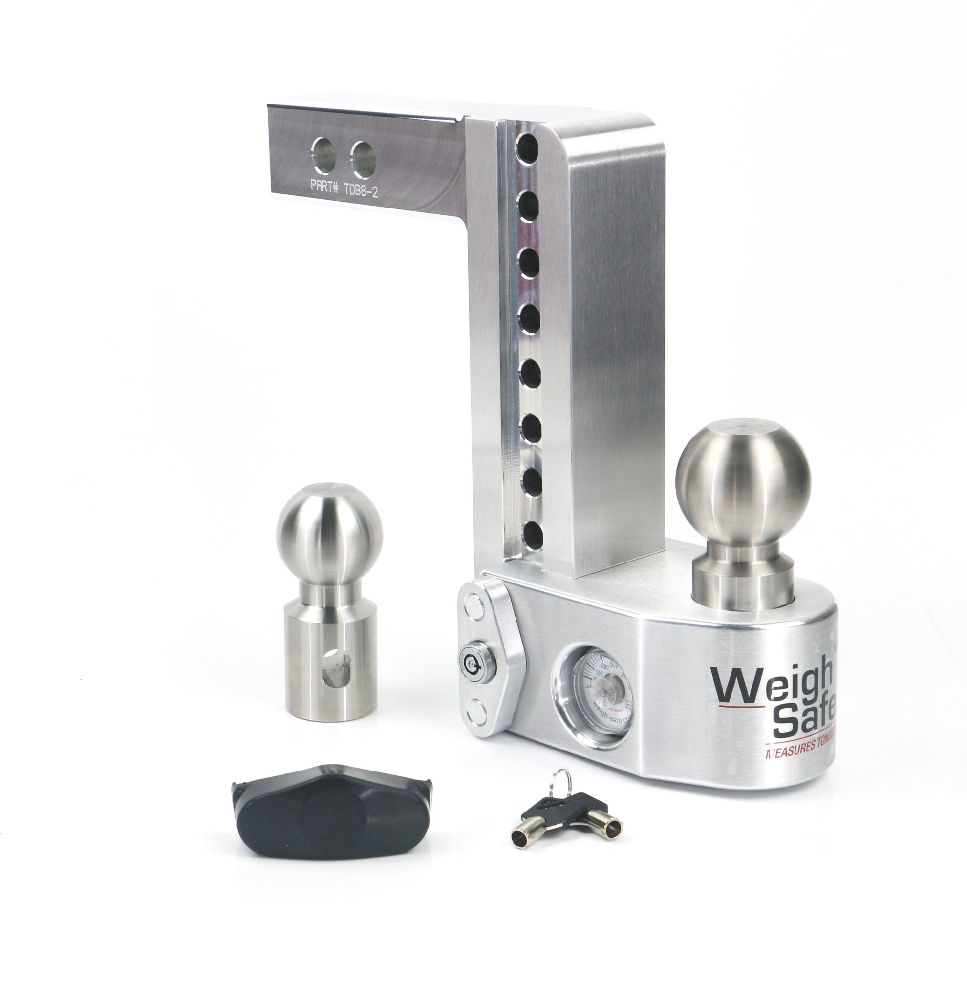 Weigh Safe 8-Inch Drop Hitch with 2-Inch Shank - Aluminum Adjustable Ball Mount - Imex RV And Auto Parts
