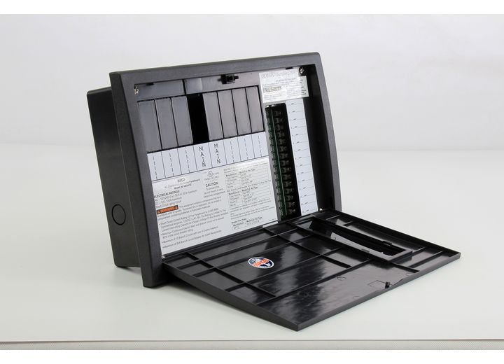 WFCO WF - 8930/50NPB Distribution Center with 15 Circuits - 30 or 50 Amp AC Service, Black - Imex RV And Auto Parts